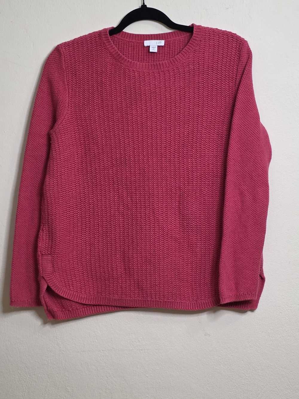 J. Jill Textured Crewneck Sweater in Bright Pink